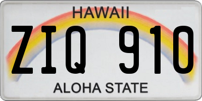 HI license plate ZIQ910