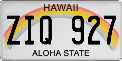 HI license plate ZIQ927
