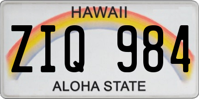 HI license plate ZIQ984