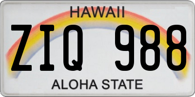 HI license plate ZIQ988