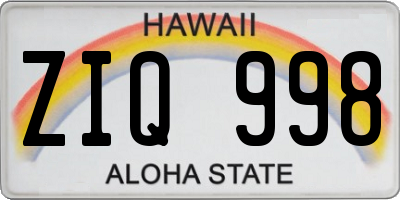 HI license plate ZIQ998