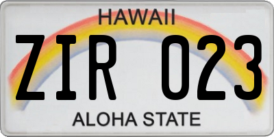 HI license plate ZIR023