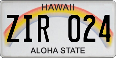 HI license plate ZIR024