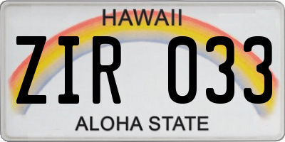 HI license plate ZIR033