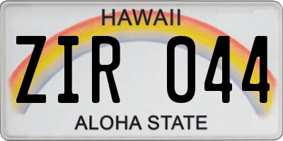 HI license plate ZIR044