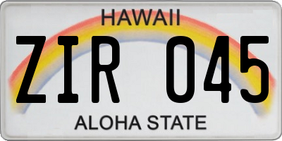 HI license plate ZIR045