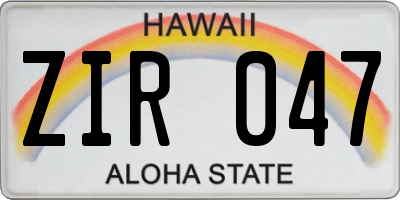 HI license plate ZIR047