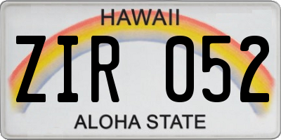 HI license plate ZIR052