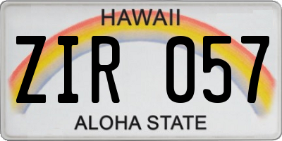 HI license plate ZIR057