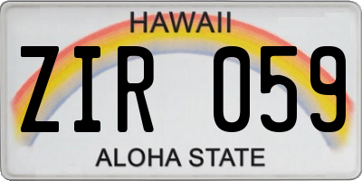 HI license plate ZIR059