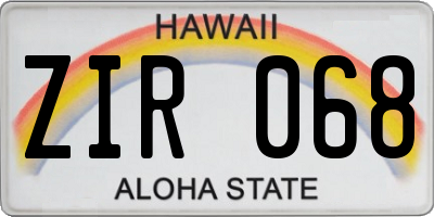 HI license plate ZIR068