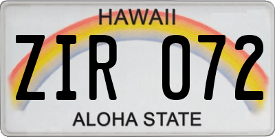 HI license plate ZIR072