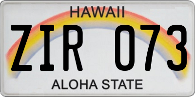 HI license plate ZIR073