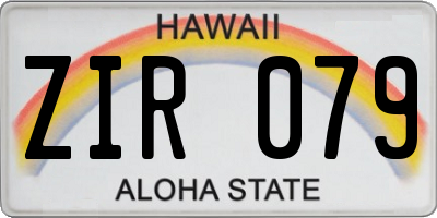 HI license plate ZIR079