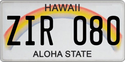 HI license plate ZIR080