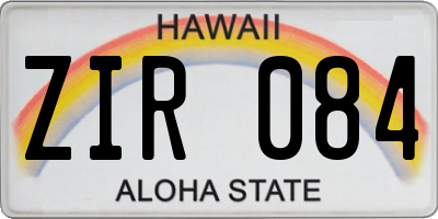 HI license plate ZIR084