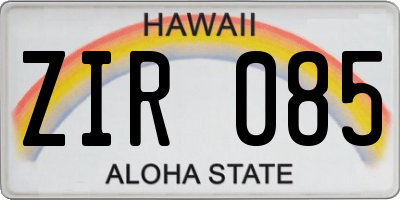 HI license plate ZIR085