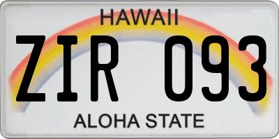 HI license plate ZIR093