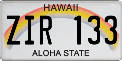 HI license plate ZIR133