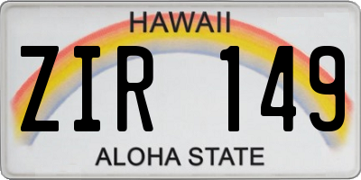 HI license plate ZIR149