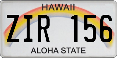 HI license plate ZIR156