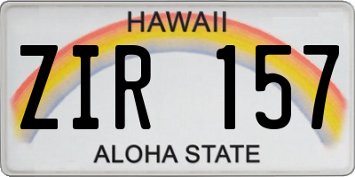 HI license plate ZIR157