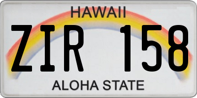 HI license plate ZIR158