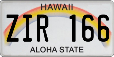HI license plate ZIR166