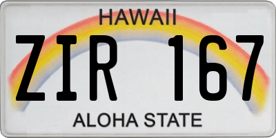 HI license plate ZIR167