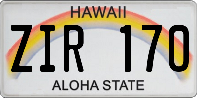 HI license plate ZIR170