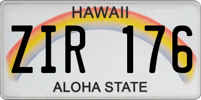 HI license plate ZIR176