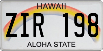 HI license plate ZIR198