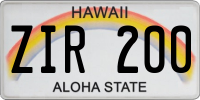 HI license plate ZIR200