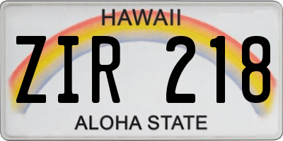 HI license plate ZIR218