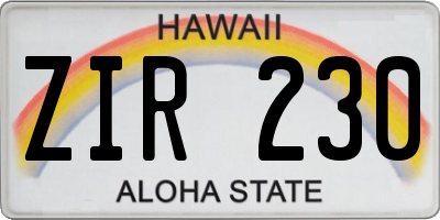 HI license plate ZIR230