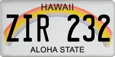 HI license plate ZIR232