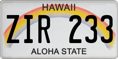 HI license plate ZIR233