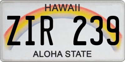 HI license plate ZIR239