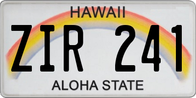 HI license plate ZIR241