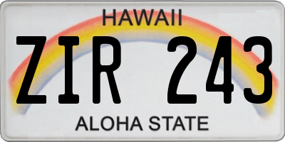 HI license plate ZIR243