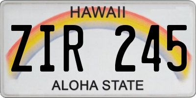 HI license plate ZIR245