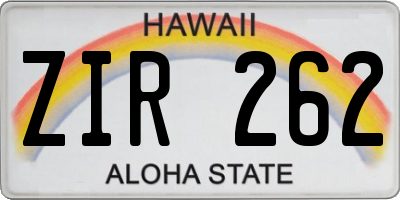HI license plate ZIR262