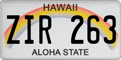 HI license plate ZIR263