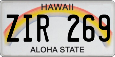 HI license plate ZIR269