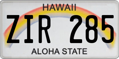 HI license plate ZIR285