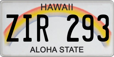 HI license plate ZIR293