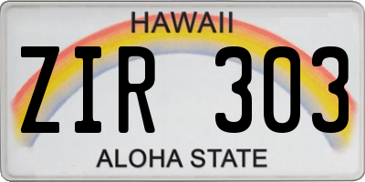 HI license plate ZIR303
