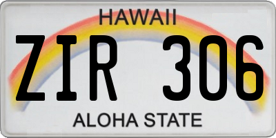 HI license plate ZIR306