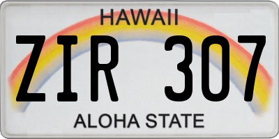 HI license plate ZIR307