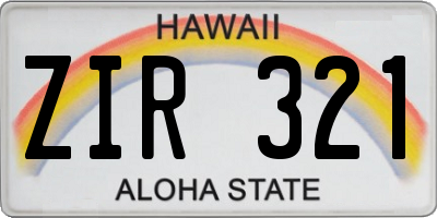 HI license plate ZIR321